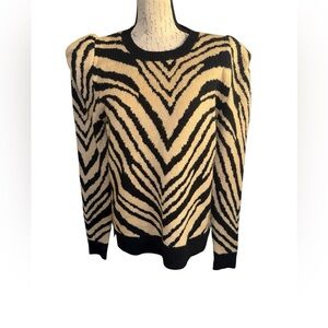 Zebra Print Sweater - Black and Tan